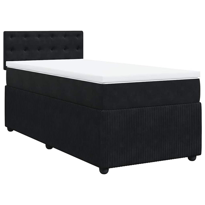 Pat box spring cu saltea, negru, 90x200 cm, catifea - WALTI WALTI