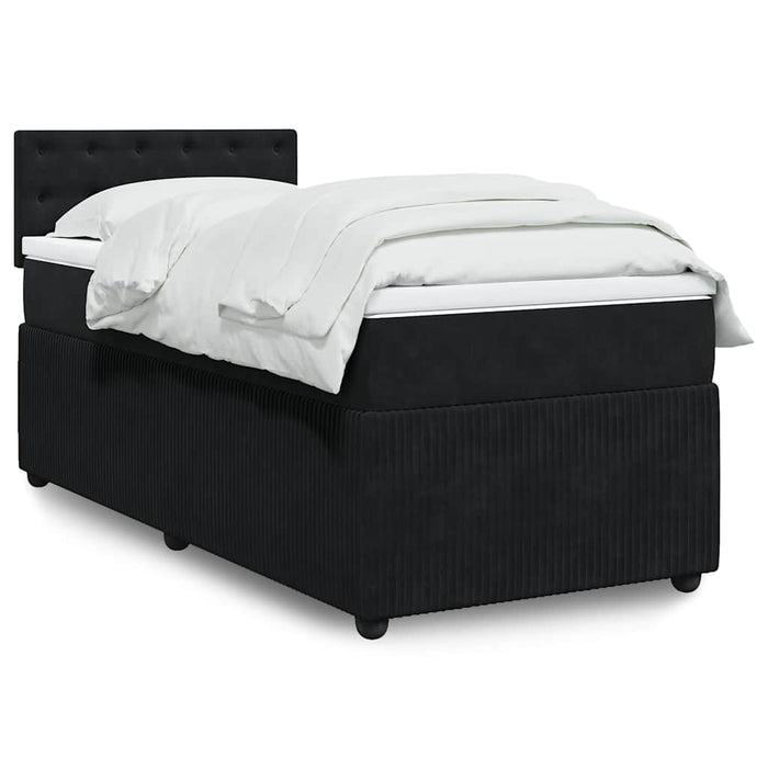 Pat box spring cu saltea, negru, 90x200 cm, catifea - WALTI WALTI