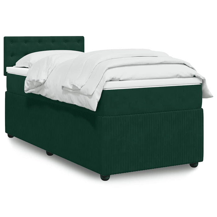 Pat box spring cu saltea, verde închis, 90x200 cm, catifea - WALTI WALTI