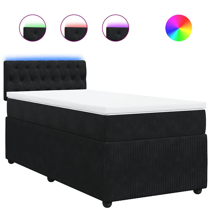Pat box spring cu saltea, negru, 90x200 cm, catifea - WALTI WALTI