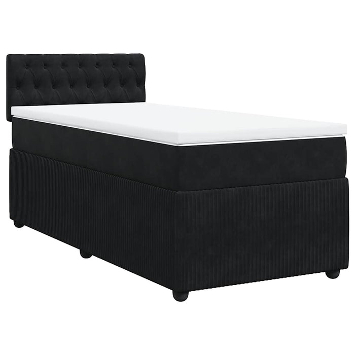 Pat box spring cu saltea, negru, 90x200 cm, catifea - WALTI WALTI
