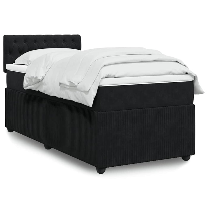 Pat box spring cu saltea, negru, 90x200 cm, catifea - WALTI WALTI