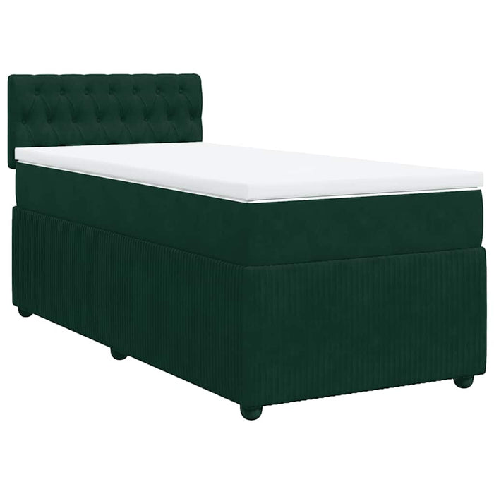 Pat box spring cu saltea, verde închis, 90x200 cm, catifea - WALTI WALTI