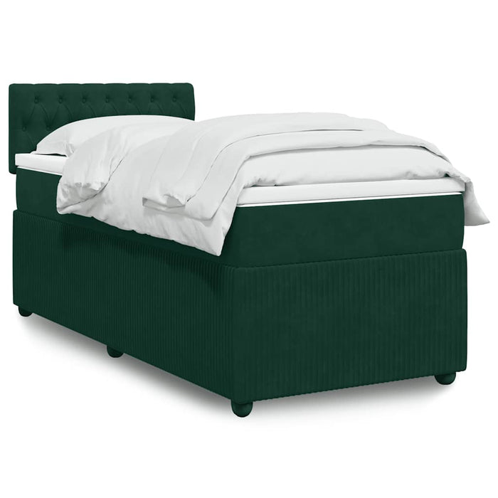 Pat box spring cu saltea, verde închis, 90x200 cm, catifea - WALTI WALTI