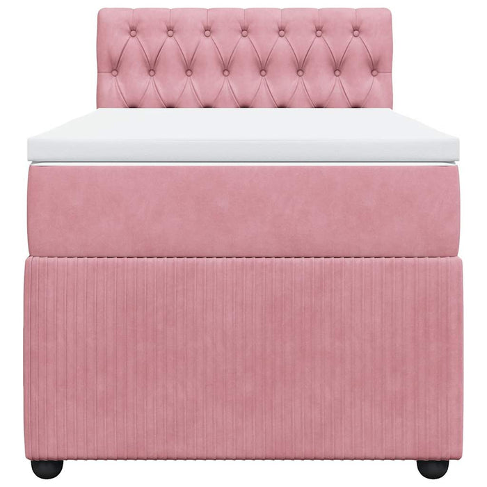 Pat box spring cu saltea, roz, 90x200 cm, catifea - WALTI WALTI