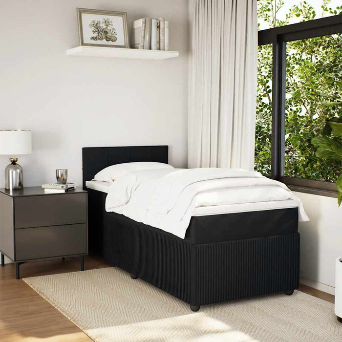 Pat box spring cu saltea, negru, 90x200 cm, catifea - WALTI WALTI