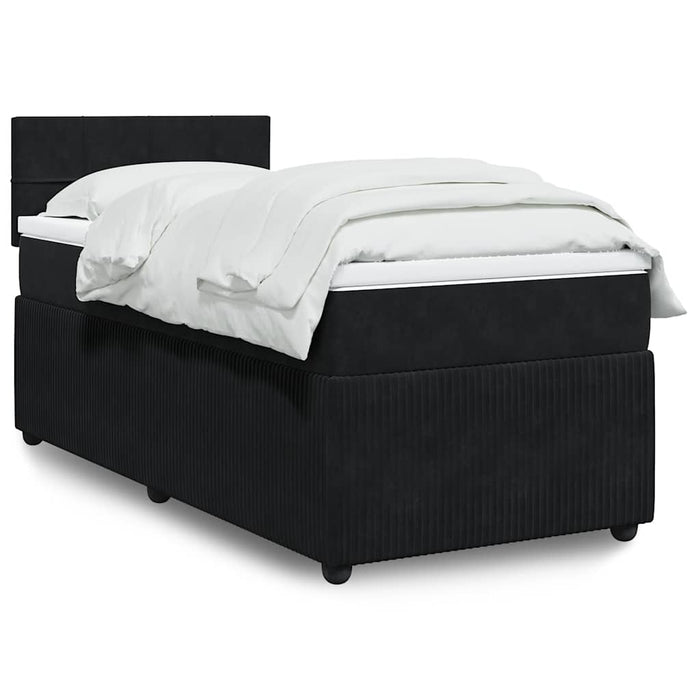 Pat box spring cu saltea, negru, 90x200 cm, catifea - WALTI WALTI