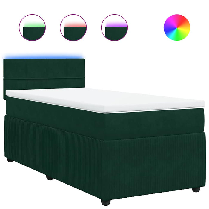 Pat box spring cu saltea, verde închis, 90x200 cm, catifea - WALTI WALTI
