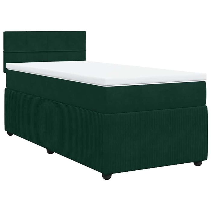 Pat box spring cu saltea, verde închis, 90x200 cm, catifea - WALTI WALTI