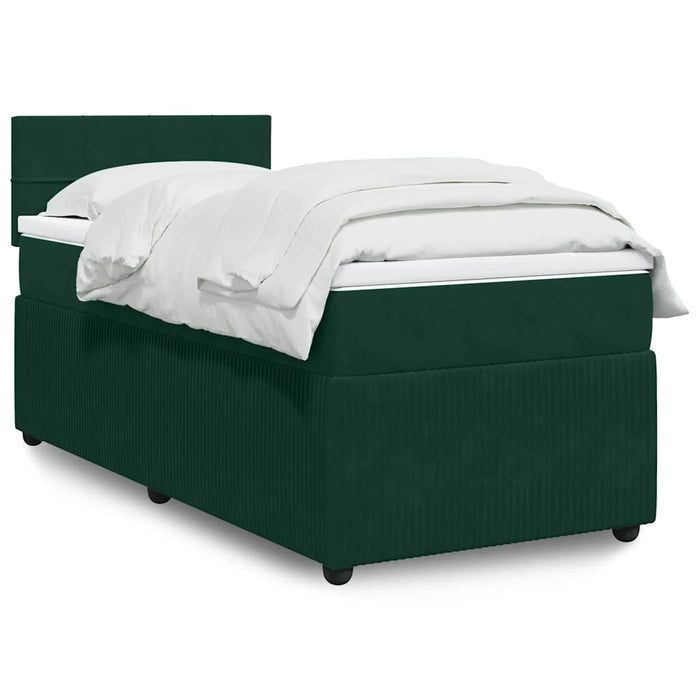Pat box spring cu saltea, verde închis, 90x200 cm, catifea - WALTI WALTI