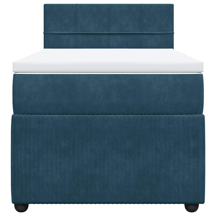 Pat box spring cu saltea, albastru, 90x200 cm, catifea - WALTI WALTI