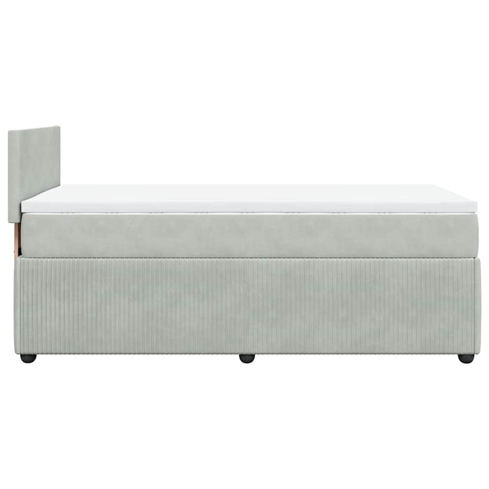 Pat box spring cu saltea, gri deschis, 100x200 cm, catifea - WALTI WALTI