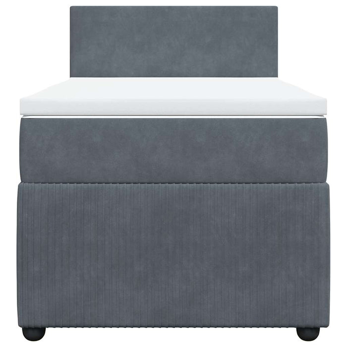 Pat box spring cu saltea, gri închis, 100x200 cm, catifea - WALTI WALTI