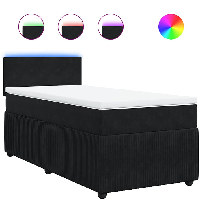 Pat box spring cu saltea, negru, 100x200 cm, catifea - WALTI WALTI