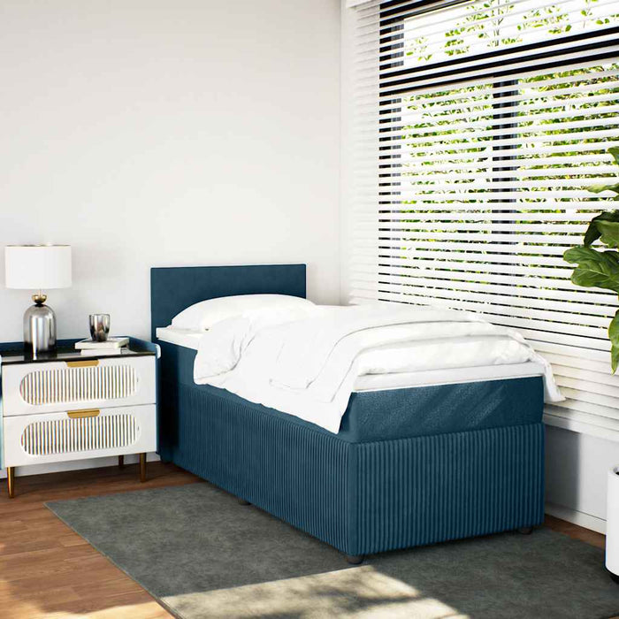Pat box spring cu saltea, albastru, 100x200 cm, catifea - WALTI WALTI