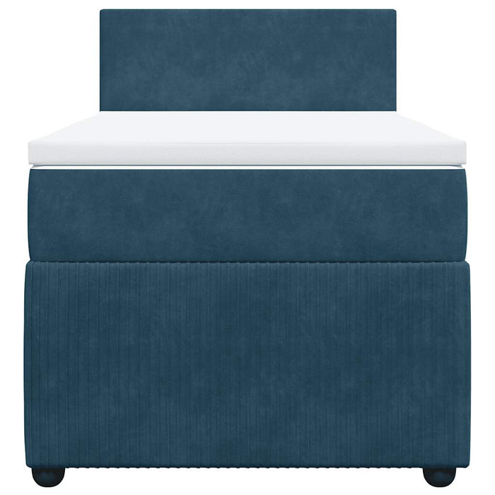 Pat box spring cu saltea, albastru, 100x200 cm, catifea - WALTI WALTI