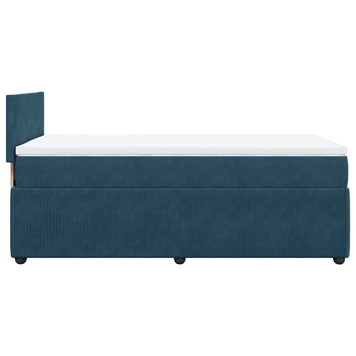 Pat box spring cu saltea, albastru, 100x200 cm, catifea - WALTI WALTI