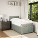 Pat box spring cu saltea, gri deschis, 100x200 cm, catifea - WALTI WALTI