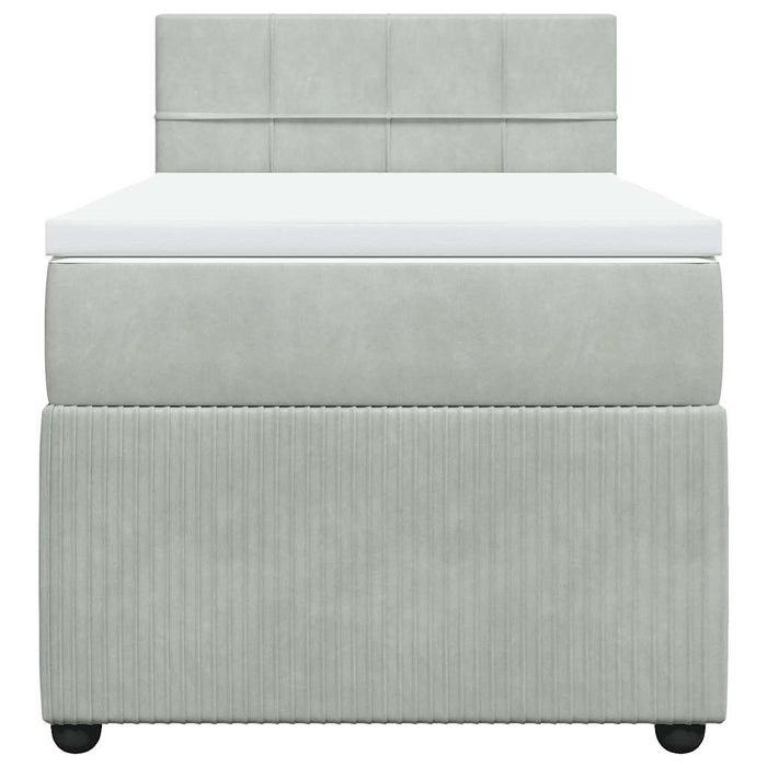Pat box spring cu saltea, gri deschis, 100x200 cm, catifea - WALTI WALTI