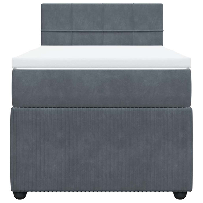 Pat box spring cu saltea, gri închis, 100x200 cm, catifea - WALTI WALTI