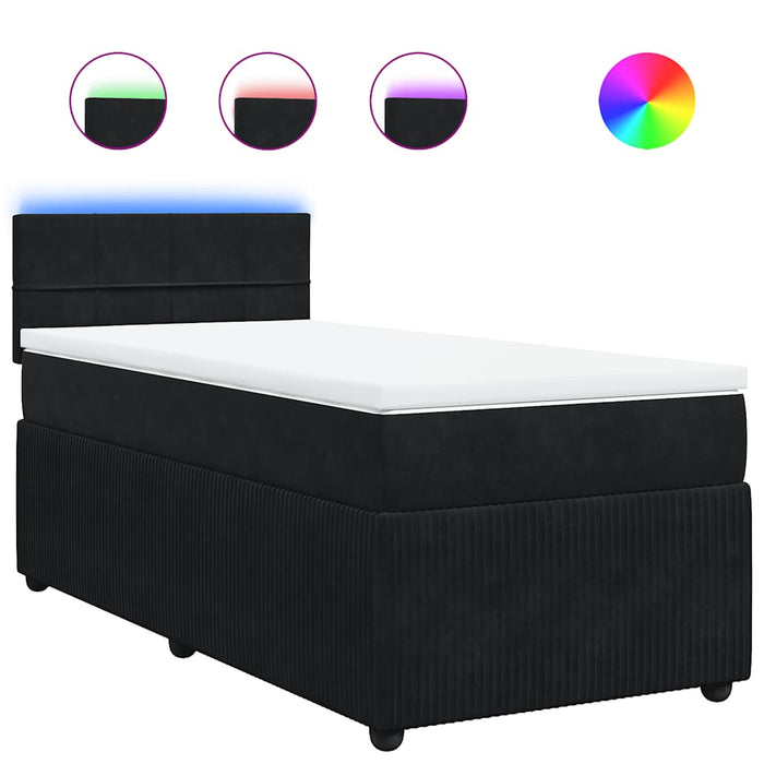 Pat box spring cu saltea, negru, 100x200 cm, catifea - WALTI WALTI