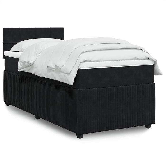 Pat box spring cu saltea, negru, 100x200 cm, catifea - WALTI WALTI