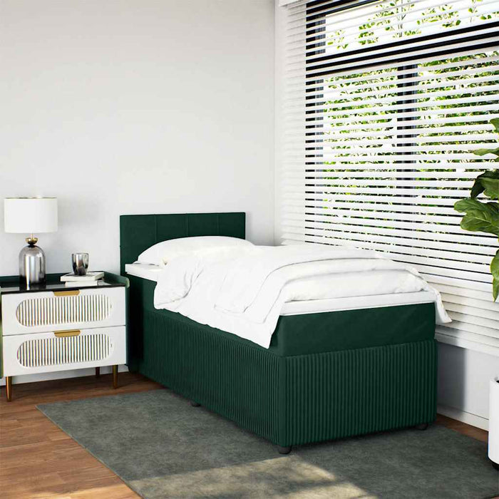Pat box spring cu saltea, verde închis, 100x200 cm, catifea - WALTI WALTI