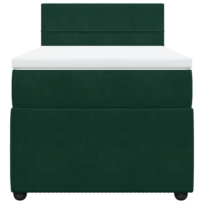 Pat box spring cu saltea, verde închis, 100x200 cm, catifea - WALTI WALTI