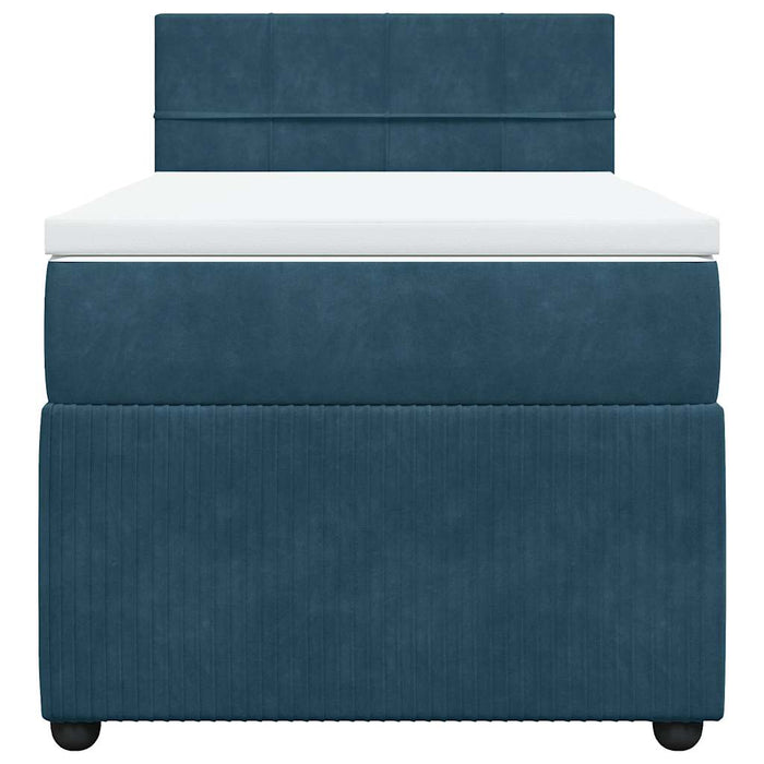 Pat box spring cu saltea, albastru, 100x200 cm, catifea - WALTI WALTI