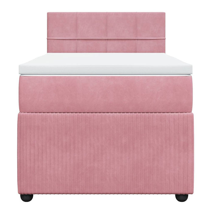 Pat box spring cu saltea, roz, 100x200 cm, catifea - WALTI WALTI