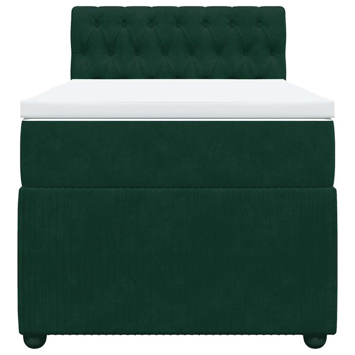 Pat box spring cu saltea, verde închis, 100x200 cm, catifea - WALTI WALTI