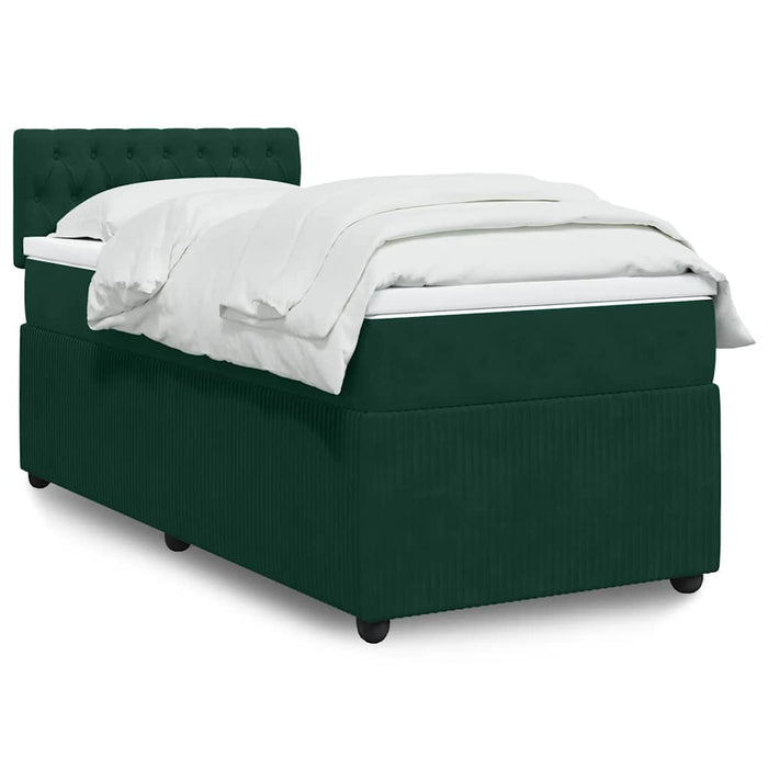 Pat box spring cu saltea, verde închis, 100x200 cm, catifea - WALTI WALTI