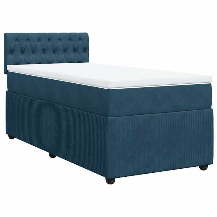 Pat box spring cu saltea, albastru, 100x200 cm, catifea - WALTI WALTI
