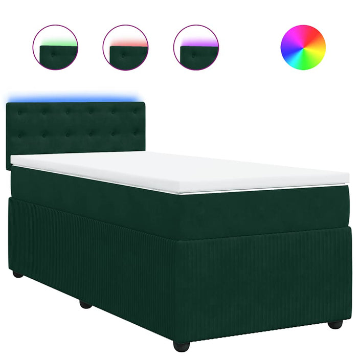 Pat box spring cu saltea, verde închis, 100x200 cm, catifea - WALTI WALTI