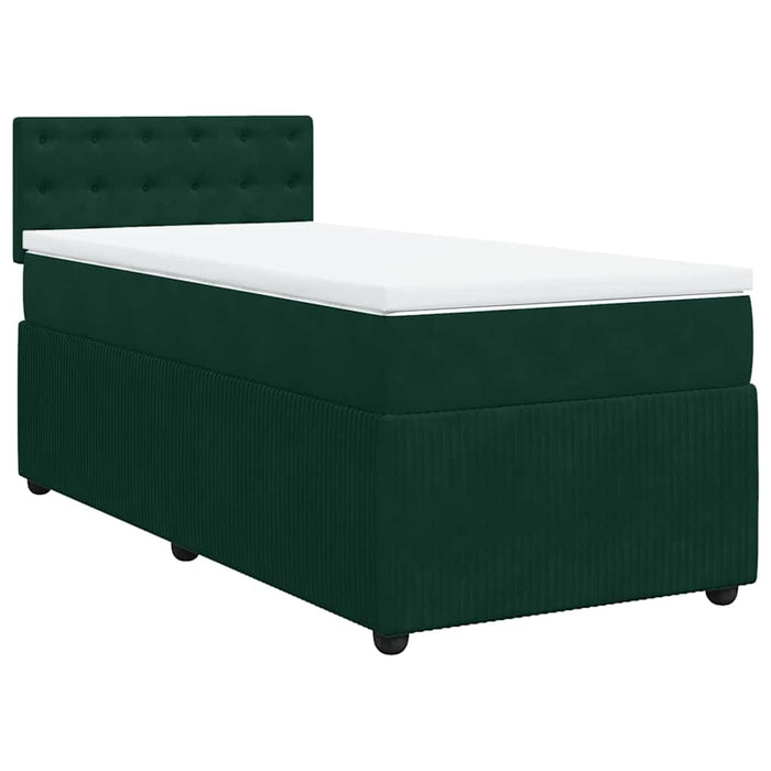 Pat box spring cu saltea, verde închis, 100x200 cm, catifea - WALTI WALTI