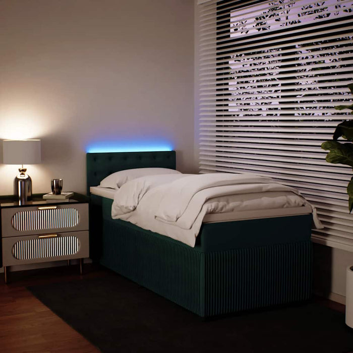 Pat box spring cu saltea, verde închis, 100x200 cm, catifea - WALTI WALTI