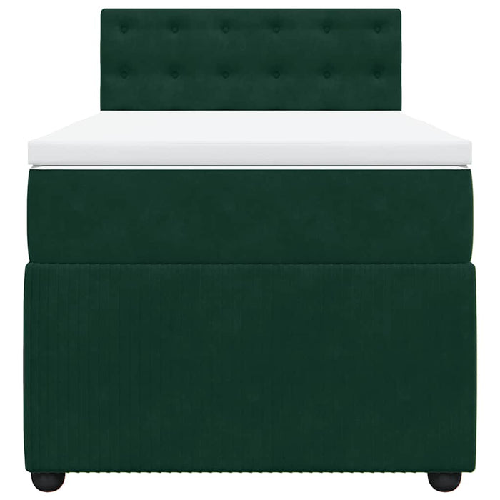 Pat box spring cu saltea, verde închis, 100x200 cm, catifea - WALTI WALTI