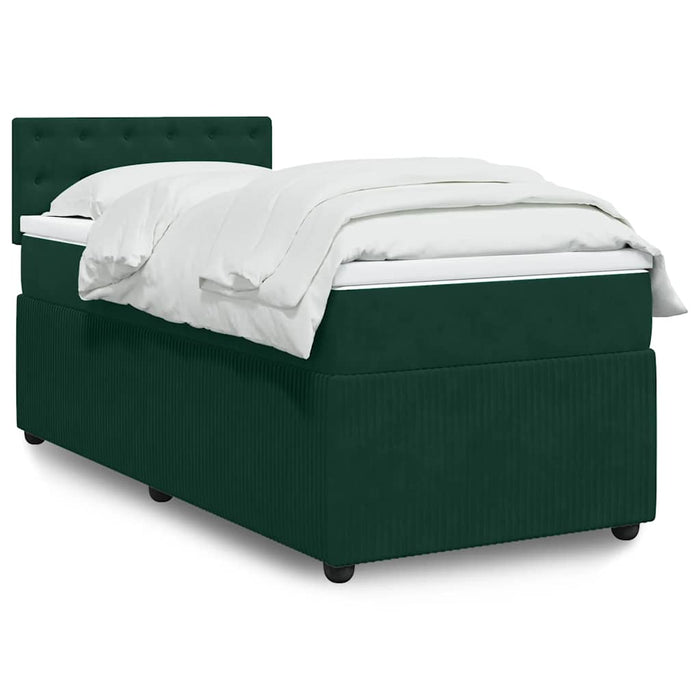 Pat box spring cu saltea, verde închis, 100x200 cm, catifea - WALTI WALTI