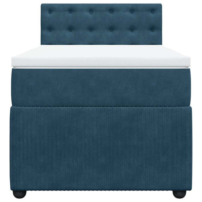 Pat box spring cu saltea, albastru, 100x200 cm, catifea - WALTI WALTI