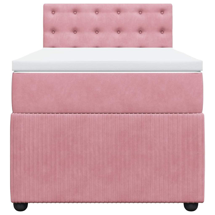 Pat box spring cu saltea, roz, 100x200 cm, catifea - WALTI WALTI