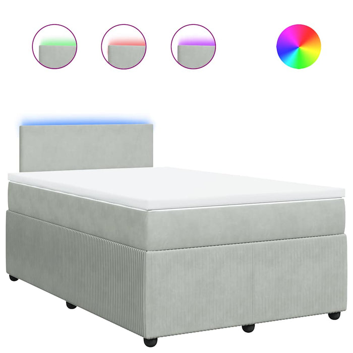 Pat box spring cu saltea, gri deschis, 120x190 cm, catifea - WALTI WALTI