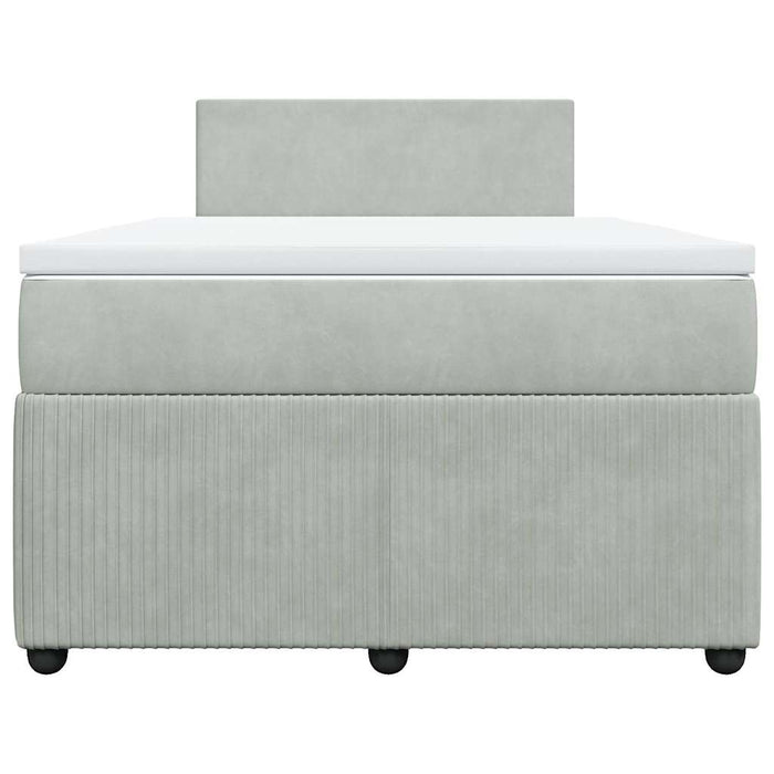 Pat box spring cu saltea, gri deschis, 120x190 cm, catifea - WALTI WALTI