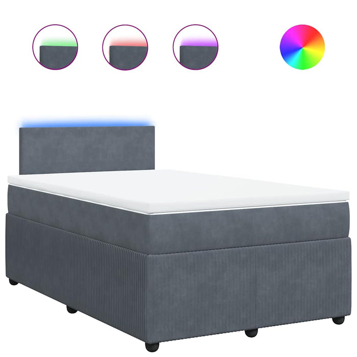 Pat box spring cu saltea, gri închis, 120x190 cm, catifea - WALTI WALTI