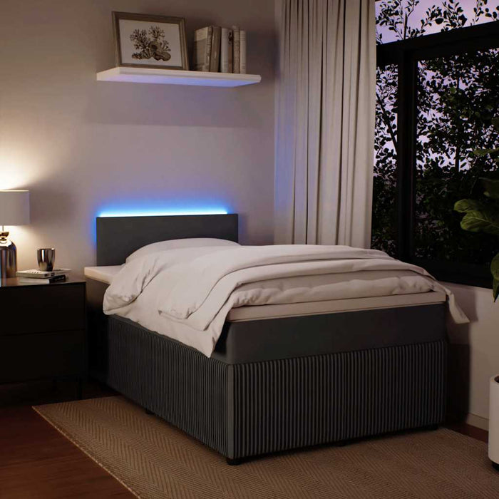 Pat box spring cu saltea, gri închis, 120x190 cm, catifea - WALTI WALTI