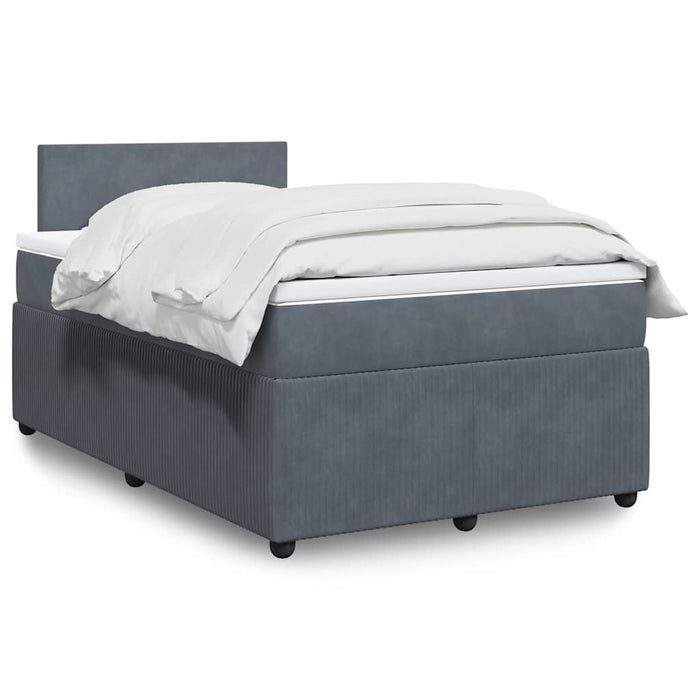 Pat box spring cu saltea, gri închis, 120x190 cm, catifea - WALTI WALTI