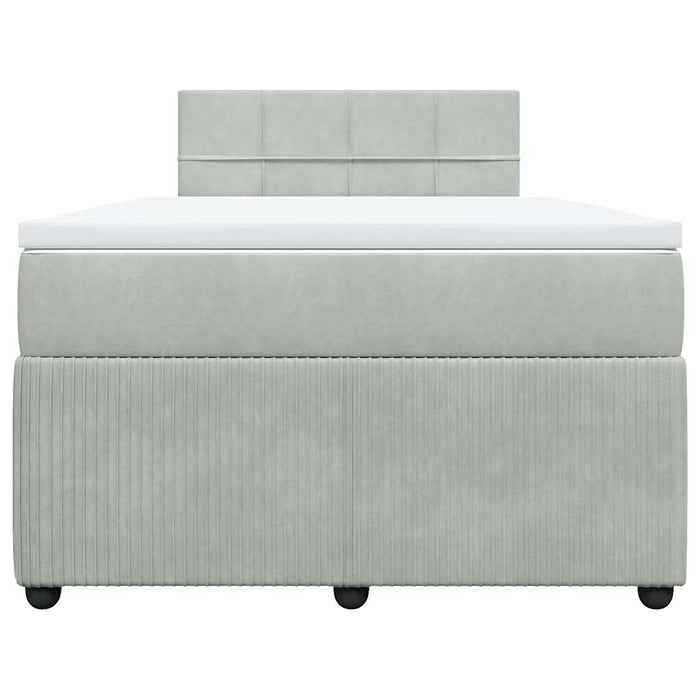 Pat box spring cu saltea, gri deschis, 120x190 cm, catifea - WALTI WALTI