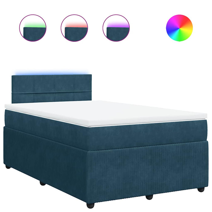 Pat box spring cu saltea, albastru, 120x190 cm, catifea - WALTI WALTI