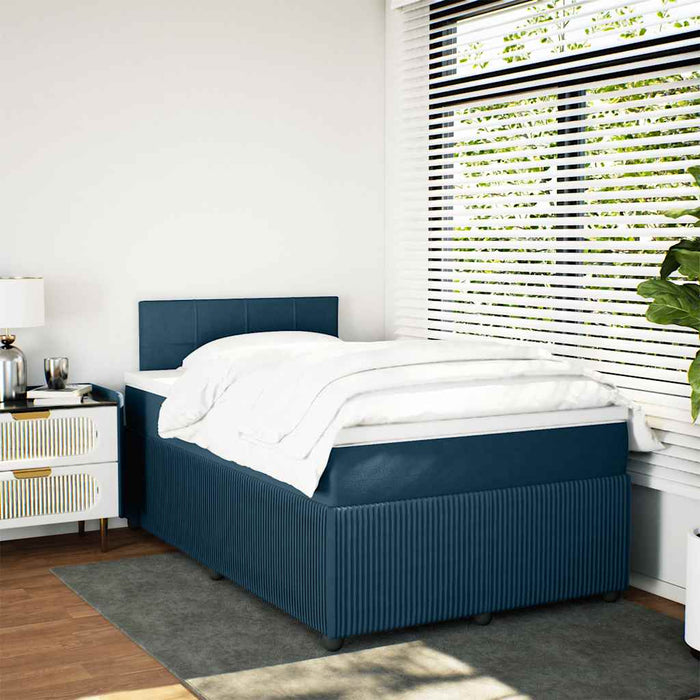 Pat box spring cu saltea, albastru, 120x190 cm, catifea - WALTI WALTI