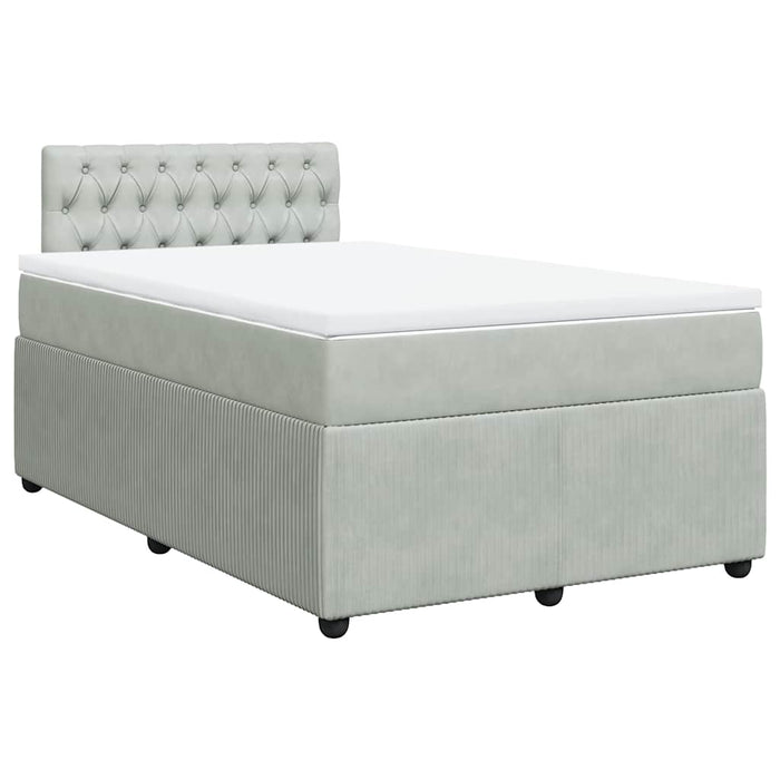 Pat box spring cu saltea, gri deschis, 120x190 cm, catifea - WALTI WALTI