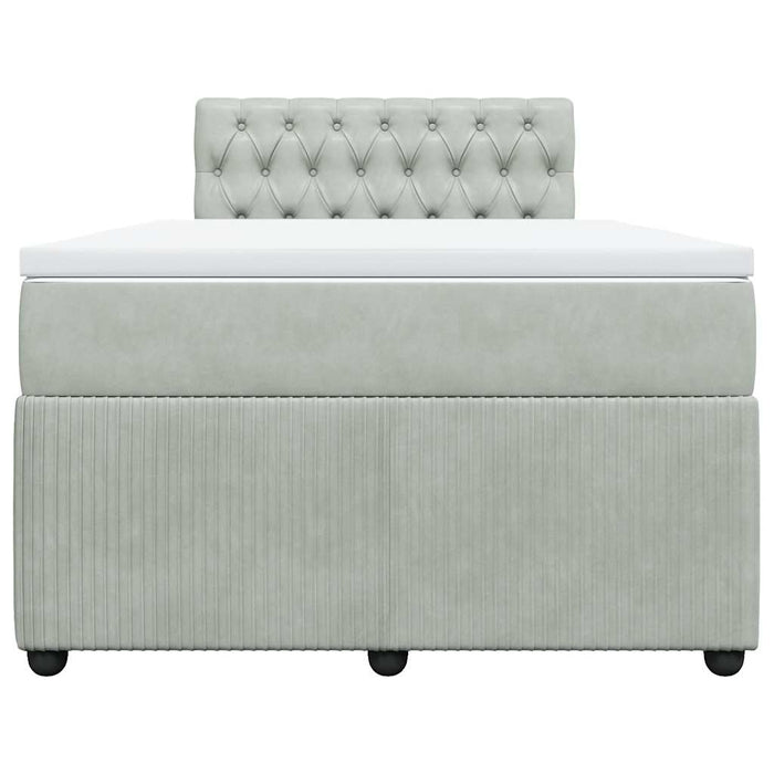 Pat box spring cu saltea, gri deschis, 120x190 cm, catifea - WALTI WALTI